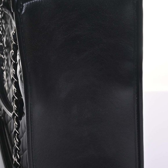 CHANEL Leather Matelasse Coco Mark Chain Tote Bag Black Ladies - Picture 10 of 10